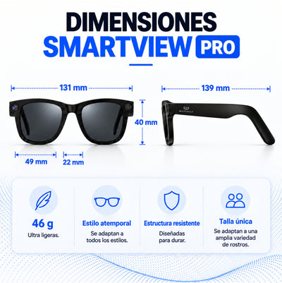 Gafas Inteligentes con IA y Cámara HD 1080P – SmartView Pro